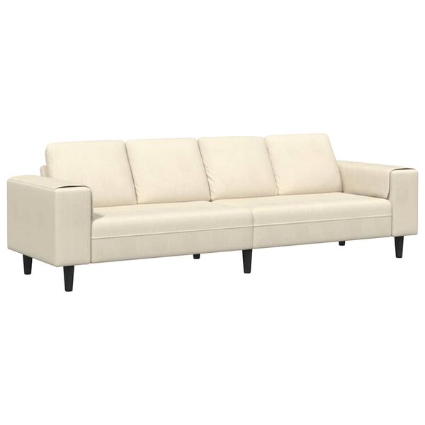vidaXL Sofa en tissu avec coussin Crème 208 cm Tissu en velours côtelé