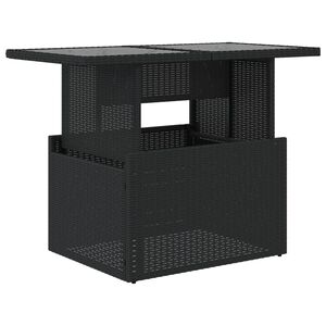 vidaXL Table de jardin dessus en verre noir 100x55x73cm r&eacute;sine tress&eacute;e