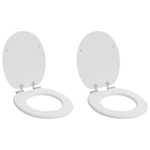 vidaXL Si&egrave;ge de toilette et couvercle &agrave; fermeture douce 2pcs MDF Blanc