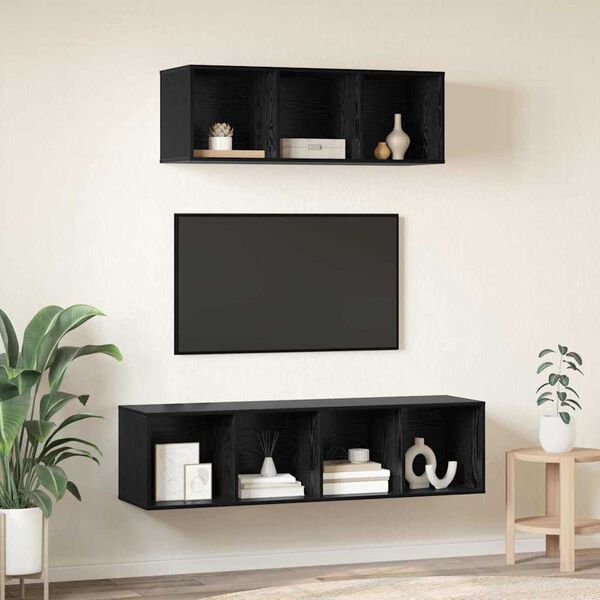 vidaXL Ensemble meuble TV 2 pcs Ch&ecirc;ne noir Bois d'ing&eacute;nierie