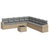 vidaXL Salon de jardin avec coussins 10 pcs beige r&eacute;sine tress&eacute;e