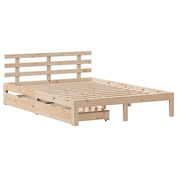 vidaXL Cadre de lit avec tiroirs sans matelas 135x190 cm
