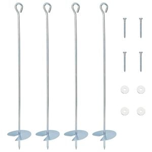 vidaXL Ancre de terre 4 pc M&eacute;tal galvanis&eacute; Argent&eacute;
