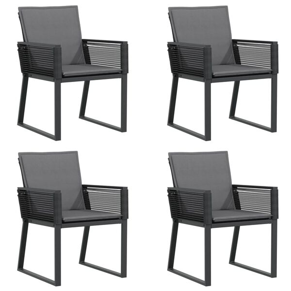 vidaXL Chaises de jardin lot de 4 avec coussins noir résine tressée
