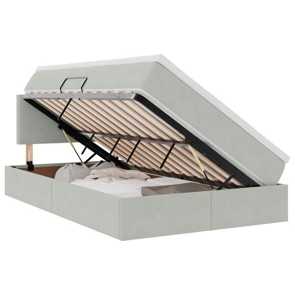 vidaXL Lit de Rangement avec matelas Gris clair 120 x 190 cm Velours