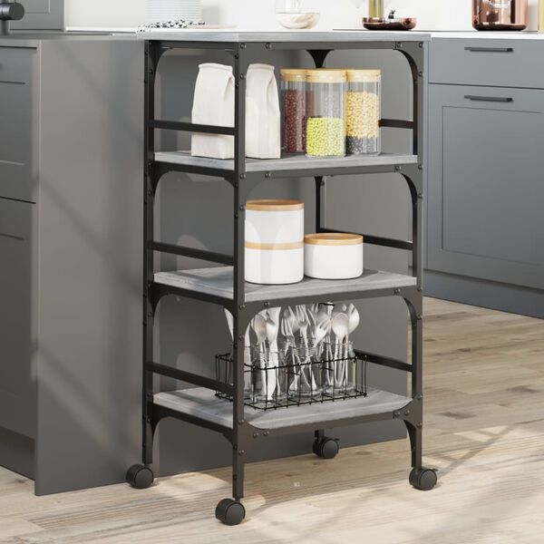 vidaXL Chariot de cuisine sonoma gris 45x35x89,5 cm bois d'ing&eacute;nierie