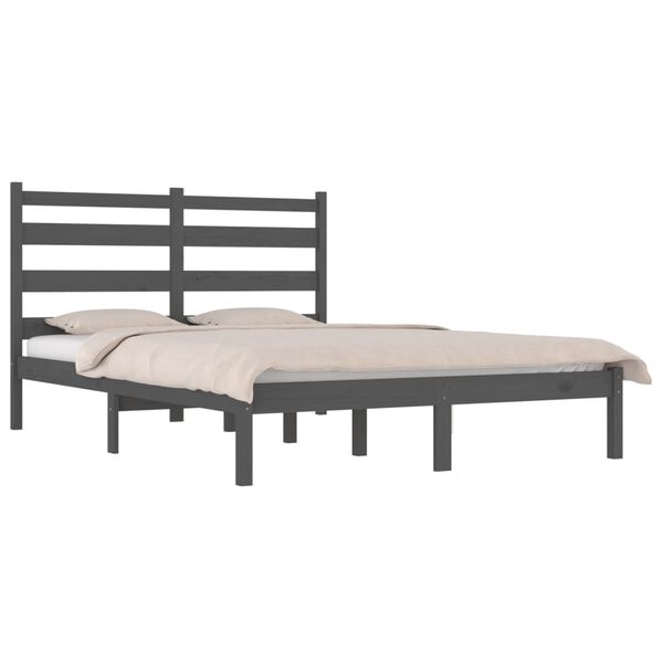 vidaXL Cadre de lit sans matelas gris bois massif 200x200 cm
