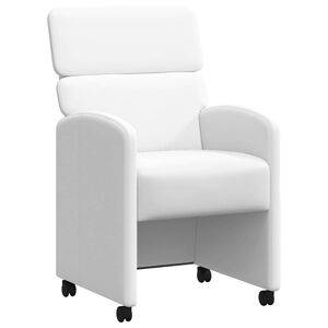 vidaXL Chaises de Salle &agrave; Manger avec Roues 2 pc Simili cuir Blanc