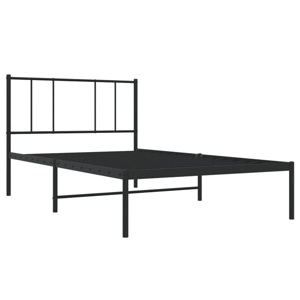 vidaXL Cadre de lit m&eacute;tal sans matelas avec t&ecirc;te de lit noir 107x203cm