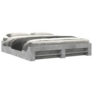 vidaXL Cadre de lit sans matelas gris b&eacute;ton 200x200 cm bois ing&eacute;nierie