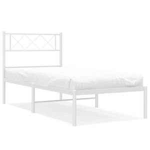 vidaXL Cadre de lit m&eacute;tal sans matelas et t&ecirc;te de lit blanc 100x200 cm