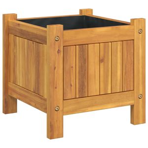 vidaXL Jardinière avec doublure 31x31x30 cm bois massif d'acacia
