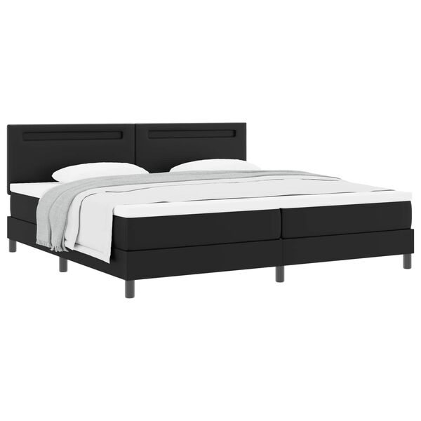 vidaXL Lit &agrave; ressorts avec matelas Noir 200 x 200 cm Simili cuir