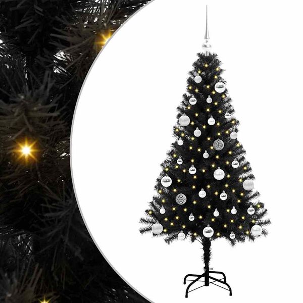 vidaXL Sapin de No&euml;l avec 150 LED avec support Noir 150 cm PVC