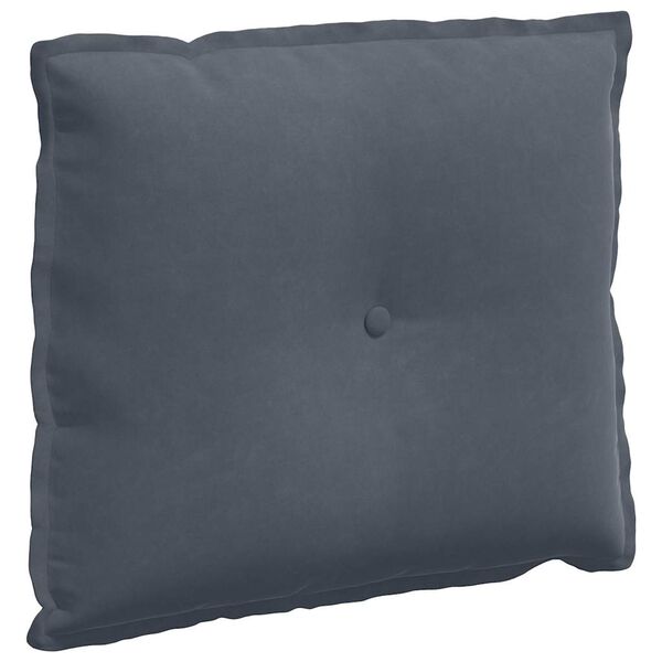 vidaXL Coussin de Dos Gris fonc&eacute; 60 x 50 cm Tissu en velours c&ocirc;tel&eacute;