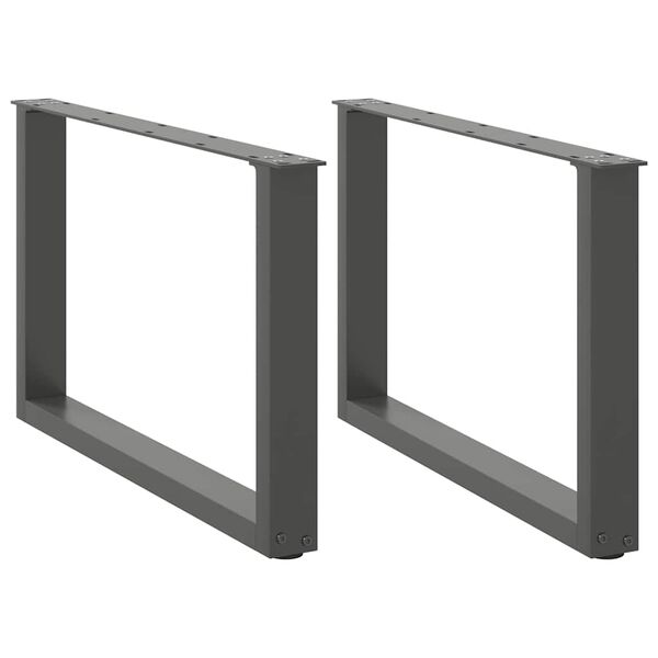 vidaXL Pieds de table basse en U 2 pi&egrave;ces Anthracite 70 x (42-43) cm Acier