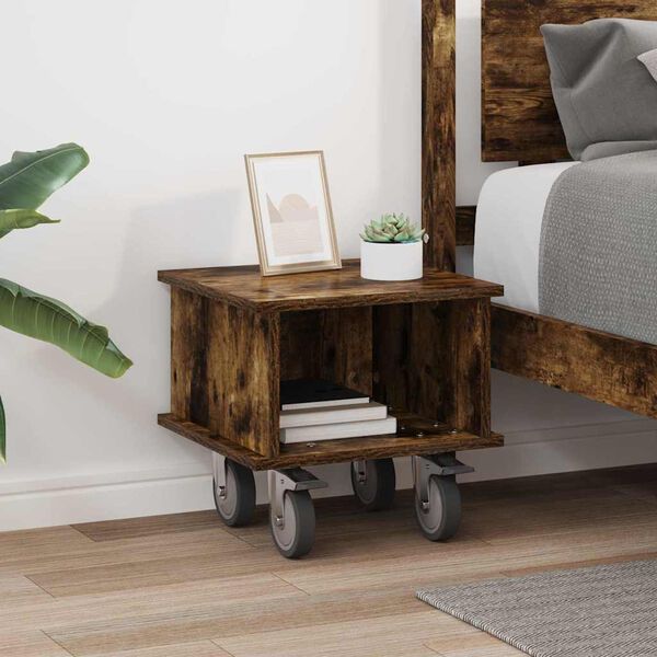 vidaXL Meuble TV Ch&ecirc;ne fum&eacute; 37 x 35 x 35 cm Bois d'ing&eacute;nierie