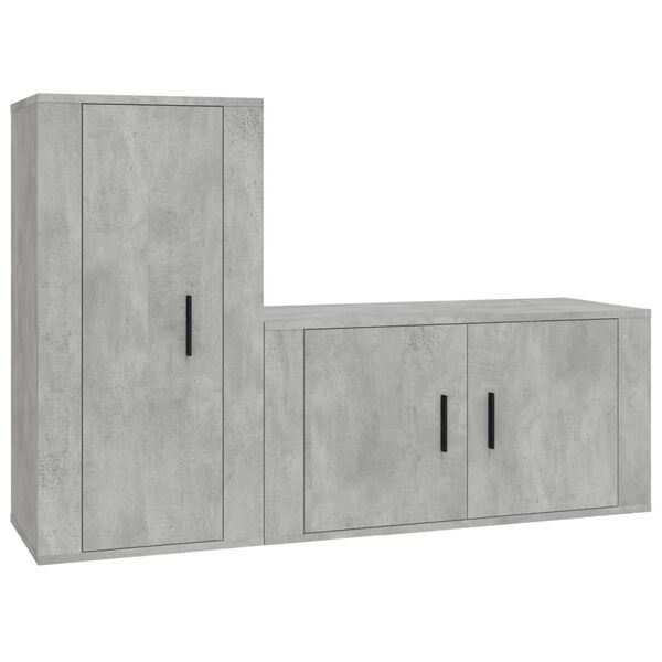 vidaXL Ensemble de meubles TV 2 pcs gris béton bois d'ingénierie