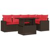 vidaXL Ensemble de canap&eacute; de jardin 6 pcs avec coussins marron r&eacute;sine tress&eacute;e