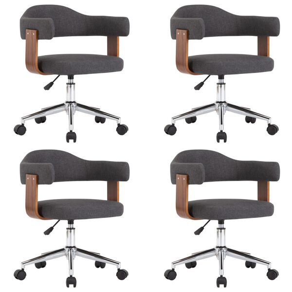 vidaXL Chaises pivotantes &agrave; manger lot de 4 gris bois courb&eacute; et tissu