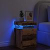 vidaXL Table de chevet et LED vieux bois 35x39x55 cm bois d'ing&eacute;nierie