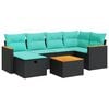 vidaXL Salon de jardin 7 pcs avec coussins noir r&eacute;sine tress&eacute;e