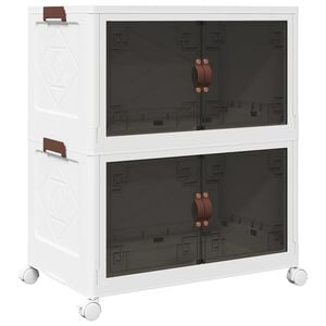 vidaXL Bo&icirc;te de rangement empilable avec roues &agrave; 2 niveaux 75 L