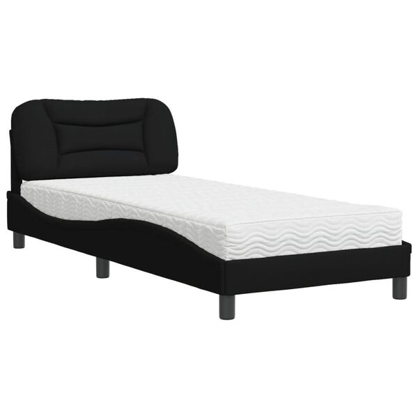 vidaXL Lit avec matelas Hvar noir 90x190 cm tissu