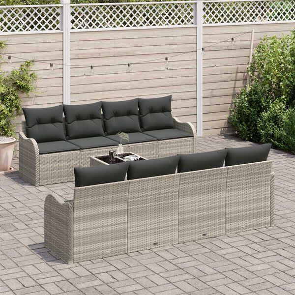 vidaXL Ensemble de canap&eacute; de jardin 9 pcs Gris clair et gris fonc&eacute;