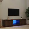 vidaXL Meuble TV avec lumi&egrave;res LED Ch&ecirc;ne marron 140x40x36 cm