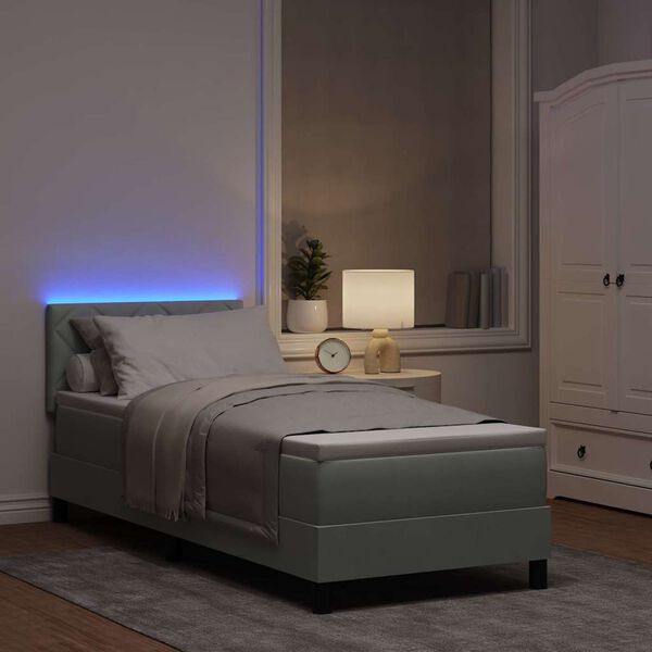 vidaXL Lit &agrave; ressort LED avec matelas Gris clair 80 x 200 cm Velours