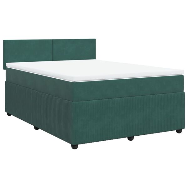vidaXL Sommier &agrave; lattes de lit et matelas Vert fonc&eacute; 140x190cm Velours