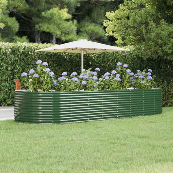 vidaXL Lit surélevé de jardin Vert 367x140x68cm Acier galvanisé