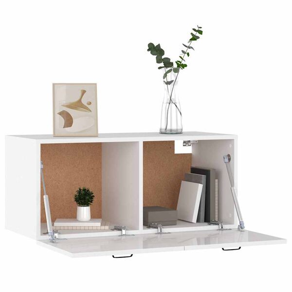 vidaXL Armoire murale blanc brillant 80x36,5x35 cm bois d'ingénierie