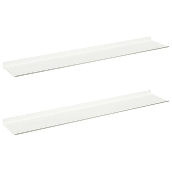 vidaXL &Eacute;tag&egrave;re flottante 2 pcs Blanc 100 x 18 x 2,5 cm Acier