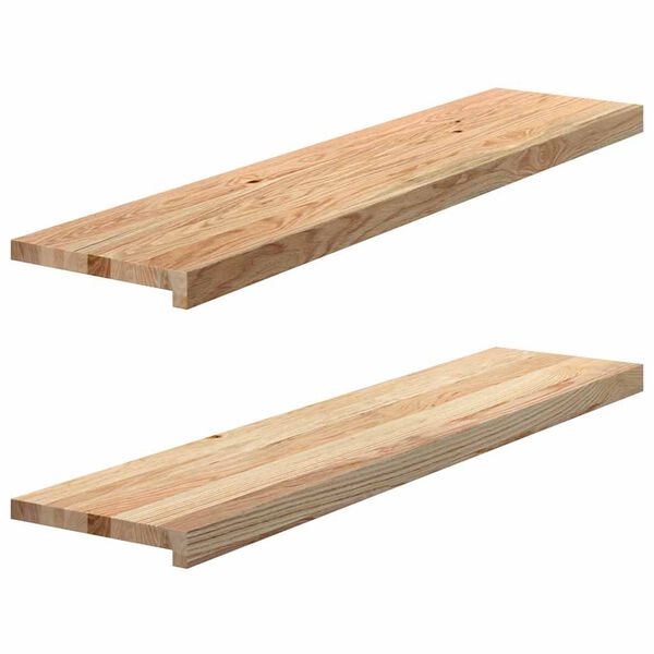 vidaXL Marches d'escalier 2 pcs non trait&eacute; bois de ch&ecirc;ne massif