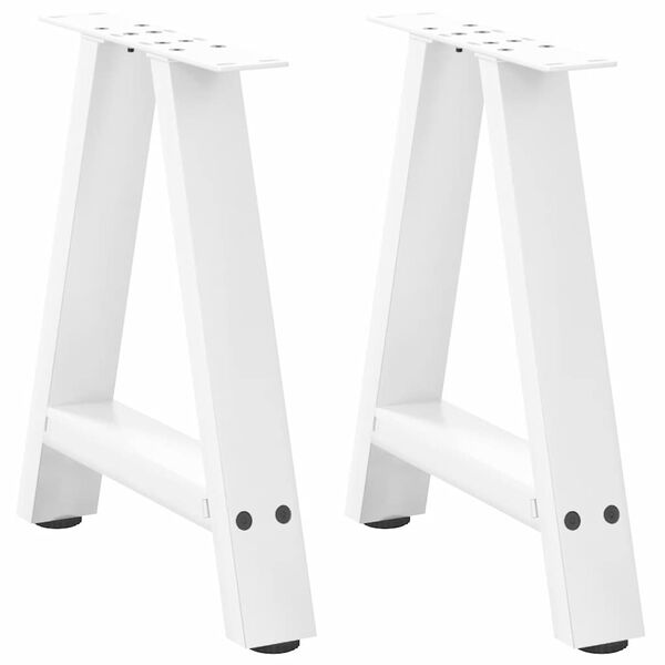 vidaXL Pieds de table basse en forme de A, 2 pi&egrave;ces, blanc, 50 x (42-43) cm, acier