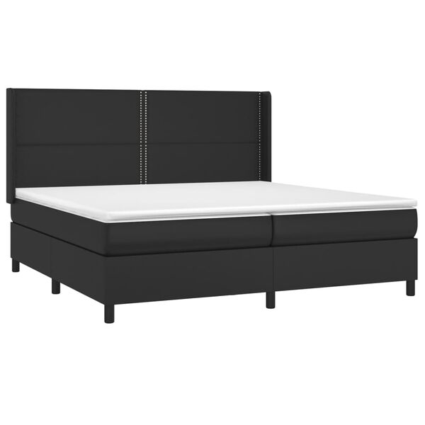 vidaXL Sommier &agrave; lattes de lit matelas LED Noir 200x200cm Similicuir