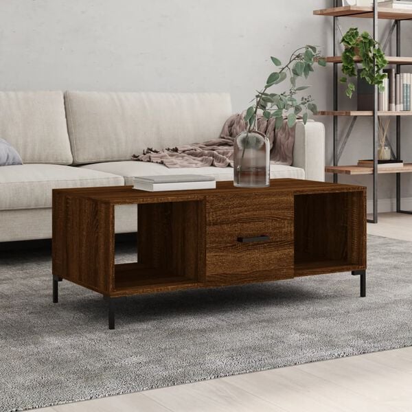 vidaXL Table basse ch&ecirc;ne marron 102x50x40 cm bois d'ing&eacute;nierie