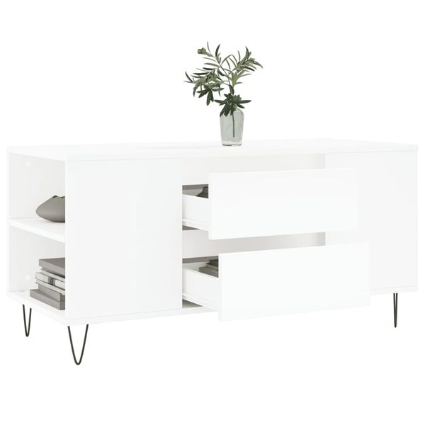 vidaXL Table basse blanc 102x44,5x50 cm bois d'ingénierie