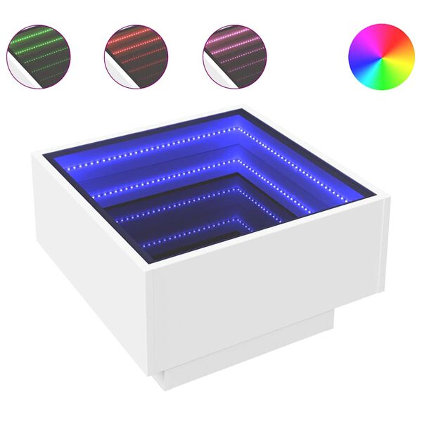 vidaXL Table basse avec LED blanc 50x50x30 cm bois d'ing&eacute;nierie