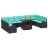 vidaXL Ensemble de canap&eacute; de jardin 11 pc Noir Poly rotin