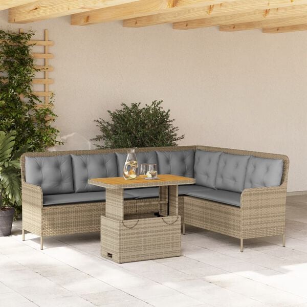 vidaXL Salon de jardin avec coussins 2 pcs beige r&eacute;sine tress&eacute;e