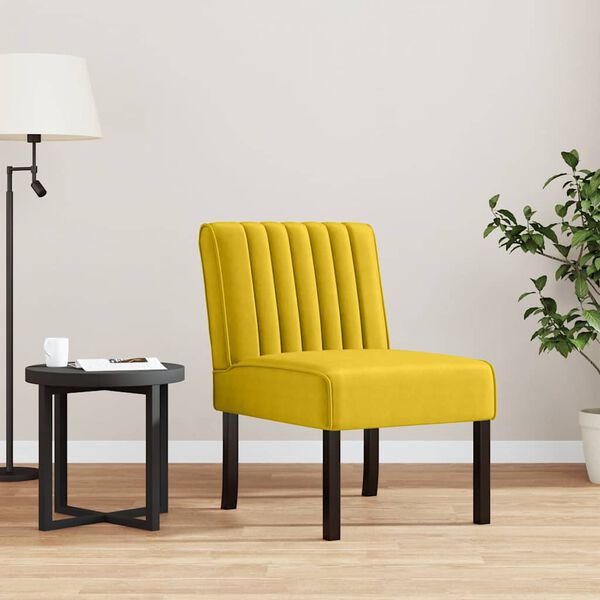 vidaXL Fauteuil sans accoudoirs jaune velours