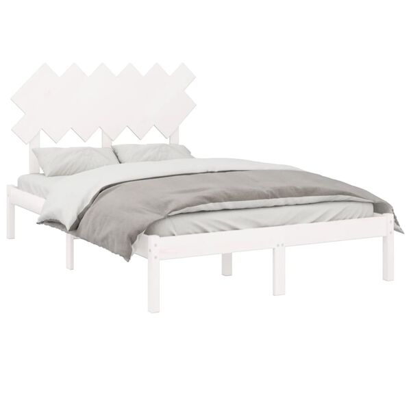 vidaXL Cadre de lit sans matelas blanc 120x190 cm bois massif