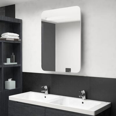 vidaXL Armoire de salle de bain à miroir LED Blanc brillant 60x11x80cm