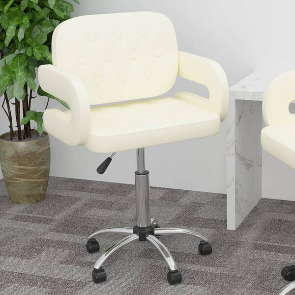 vidaXL Chaise pivotante de salle &agrave; manger Cr&egrave;me Similicuir