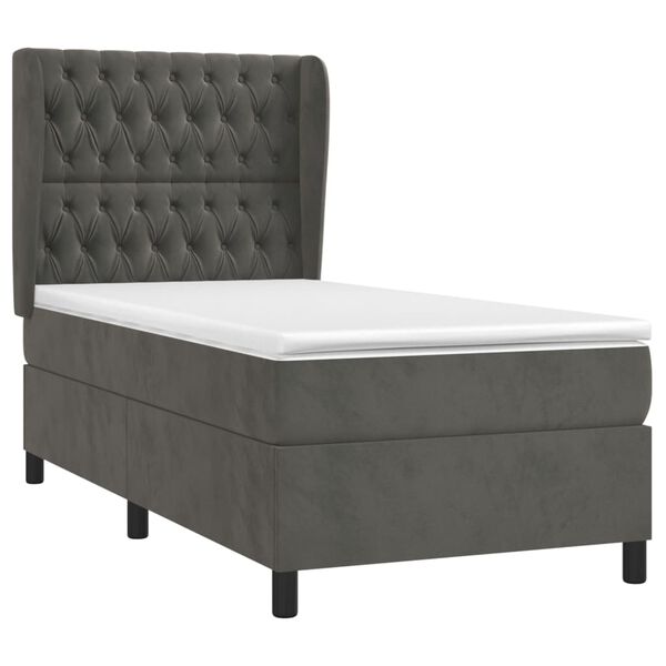 vidaXL Sommier &agrave; lattes de lit et matelas Gris fonc&eacute; 80x200 cm Velours