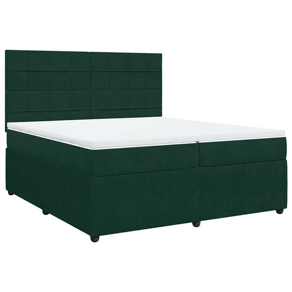 vidaXL Sommier &agrave; lattes de lit et matelas Vert fonc&eacute; 200x200cm Velours