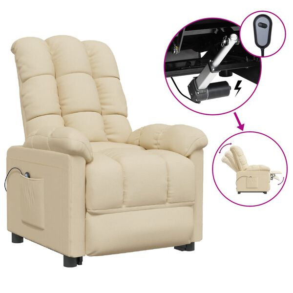 vidaXL Fauteuil inclinable &eacute;lectrique Cr&egrave;me Tissu